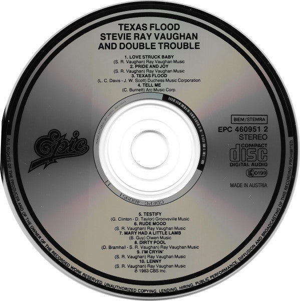 Stevie Ray Vaughan & Double Trouble : Texas Flood (CD, Album, RE)