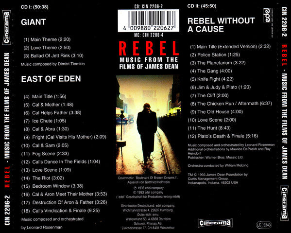 Dimitri Tiomkin, Leonard Rosenman : Rebel - Music From The Films Of James Dean (Original Motion Picture Scores) (2xCD, Comp)