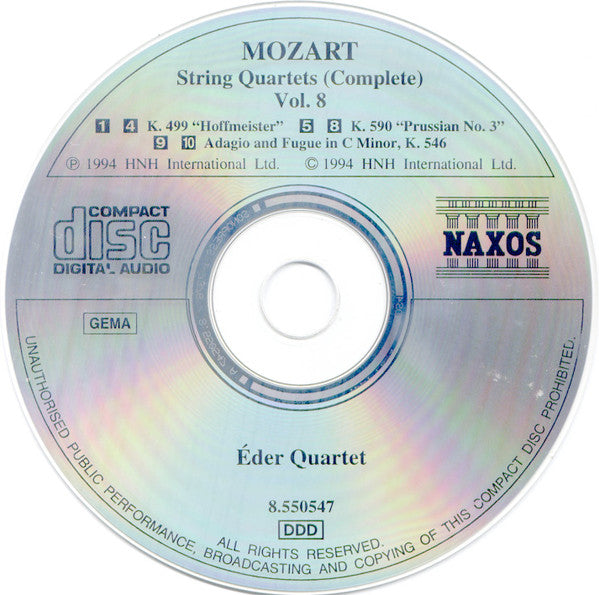 Wolfgang Amadeus Mozart, Éder Quartet : Mozart String Quartets (Complete), Vol. 8 (CD, Album)