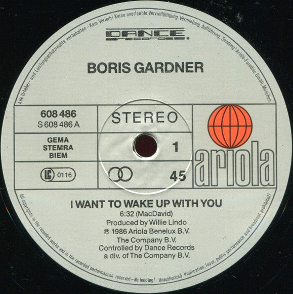 Boris Gardiner : I Want To Wake Up With You (12", Maxi)