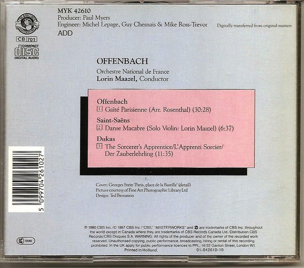 Jacques Offenbach, Camille Saint-Saëns, Paul Dukas, Orchestre National De France, Lorin Maazel : Gaîté Parisienne / Danse Macabre / The Sorcerer's Apprentice (CD)