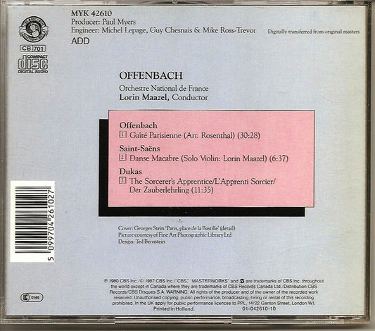 Jacques Offenbach, Camille Saint-Saëns, Paul Dukas, Orchestre National De France, Lorin Maazel : Gaîté Parisienne / Danse Macabre / The Sorcerer's Apprentice (CD)