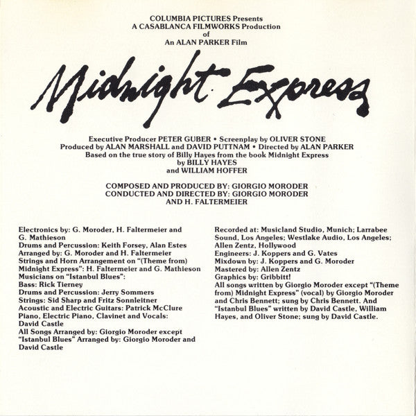 Giorgio Moroder : Midnight Express (Music From The Original Motion Picture Soundtrack) (CD, Album, RE)