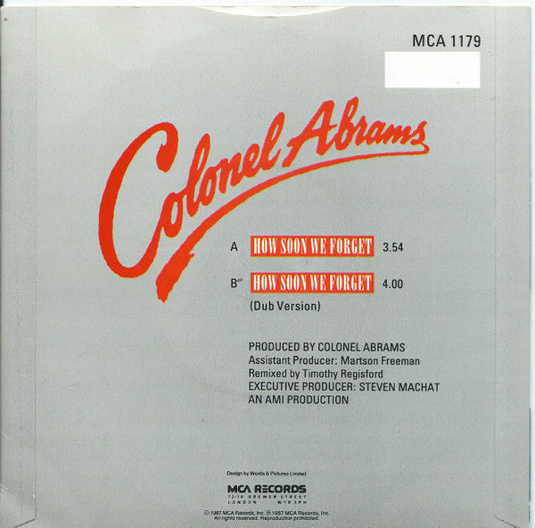 Colonel Abrams : How Soon We Forget (7", Single)