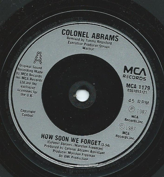 Colonel Abrams : How Soon We Forget (7", Single)