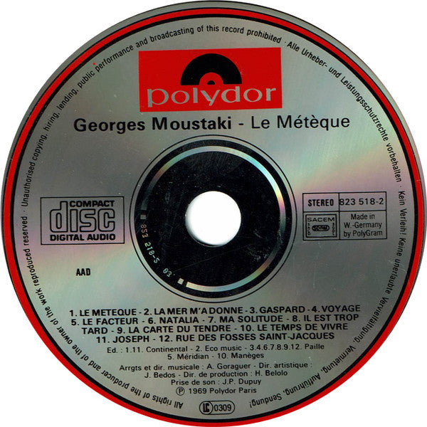 Georges Moustaki : Le Métèque (CD, Album, RE)