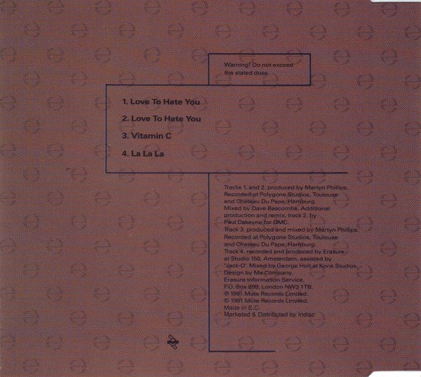 Erasure : Love To Hate You (CD, Maxi)