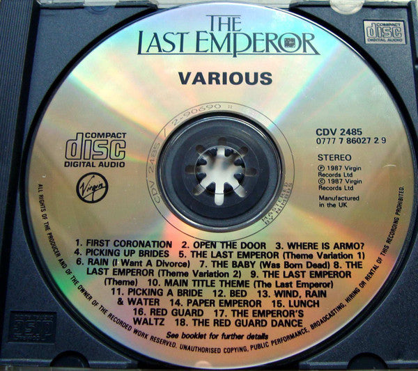 Ryuichi Sakamoto, David Byrne And Cong Su : The Last Emperor (Original Motion Picture Soundtrack) (CD, Album, RE)