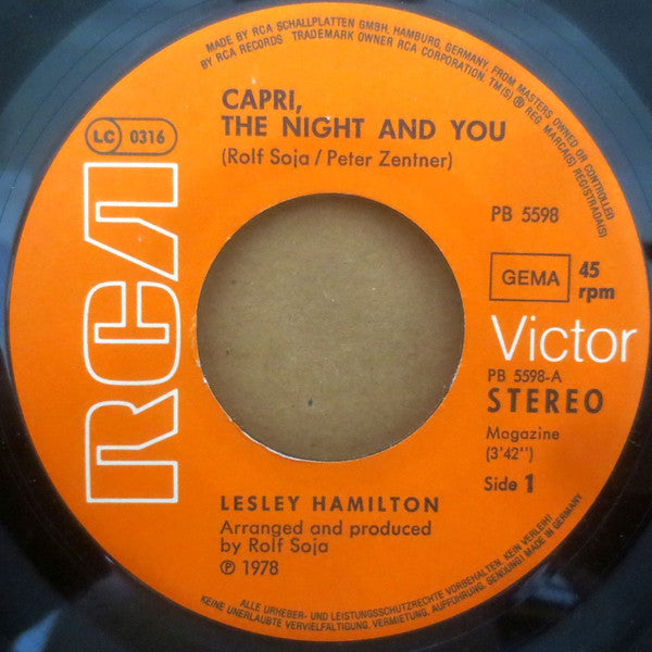 Lesley Hamilton : Capri, The Night And You (7", Single)