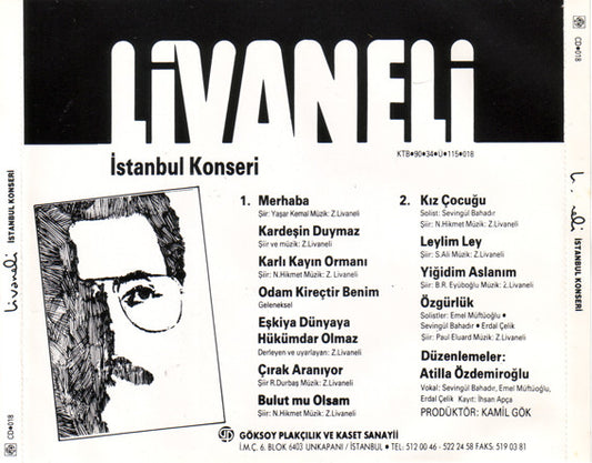 Zülfü Livaneli : İstanbul Konseri (CD, Album, RE)
