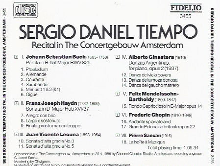 Sergio Tiempo : Recital In The Concertgebouw Amsterdam (CD, Album)