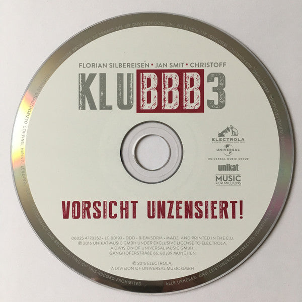 Klubbb3 : Vorsicht Unzensiert!* (CD, Album)