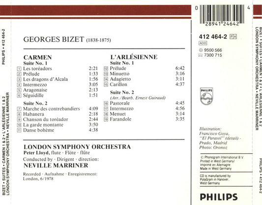 Georges Bizet - London Symphony Orchestra, Sir Neville Marriner : Suites "Carmen" 1 & 2 • "L'Arlésienne" Suites 1 & 2 (CD, Album)