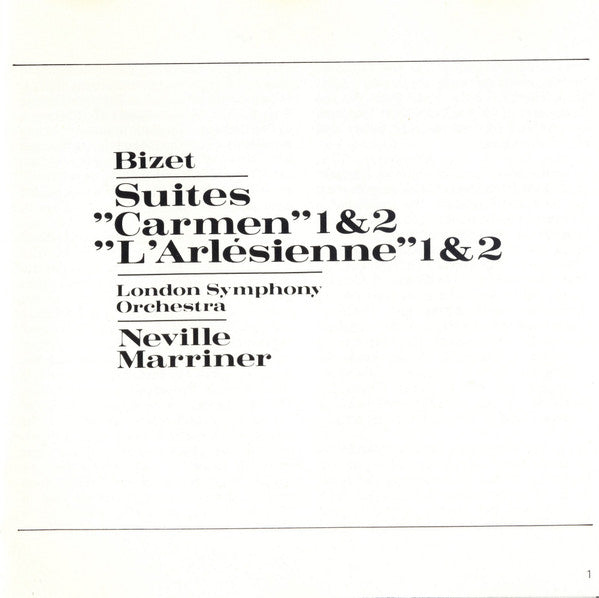 Georges Bizet - London Symphony Orchestra, Sir Neville Marriner : Suites "Carmen" 1 & 2 • "L'Arlésienne" Suites 1 & 2 (CD, Album)