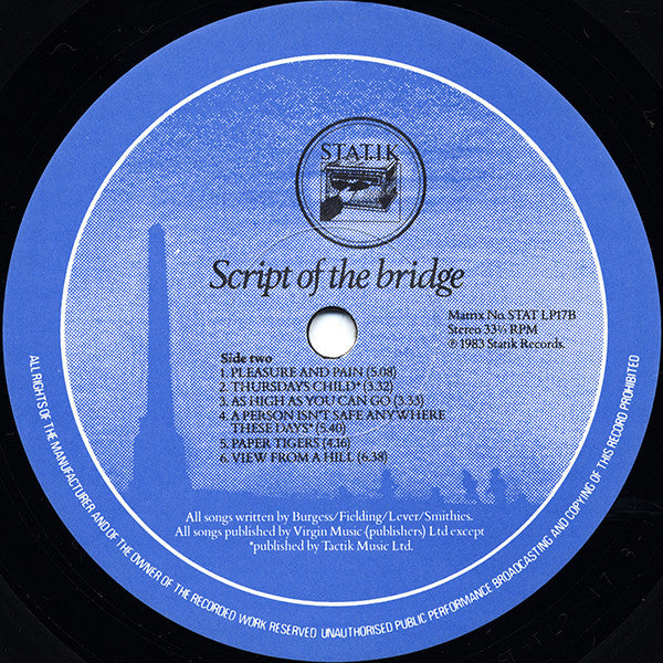 The Chameleons : Script Of The Bridge (LP, Album, Tex)