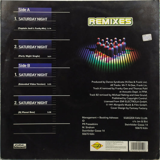Sqeezer : Saturday Night (Remixes) (12", Maxi)
