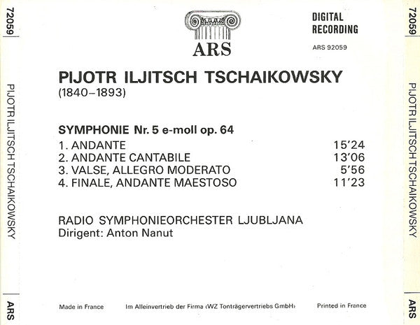 Pyotr Ilyich Tchaikovsky - Simfonični Orkester RTV Ljubljana Dirigent Anton Nanut : Symphonie Nr. 5 E-moll Op. 64 (CD, Album)