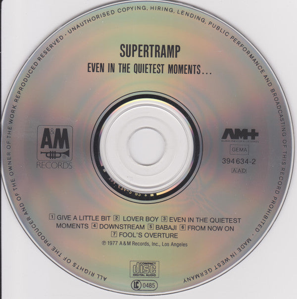 Supertramp : Even In The Quietest Moments... (CD, Album, RE)
