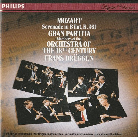 Wolfgang Amadeus Mozart - Orchestra Of The 18th Century, Frans Brüggen : Serenade In B Flat, K.361 "Gran Partita" (CD, Album)