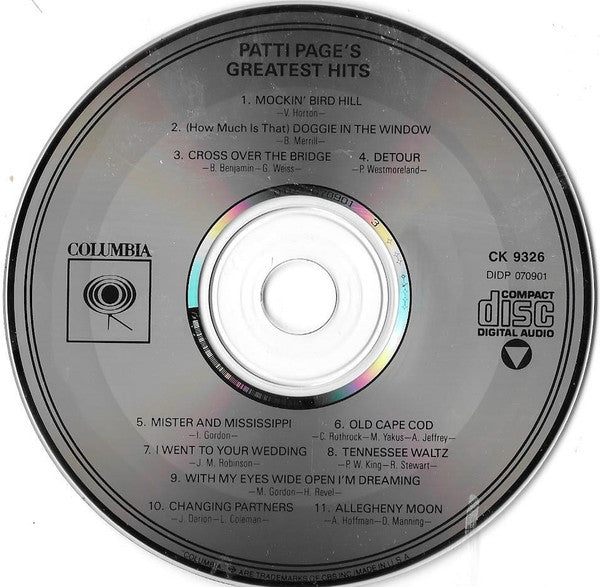 Patti Page : Patti Page's Greatest Hits  (CD, Album, RE)