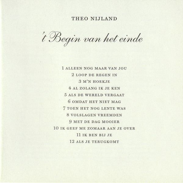 Theo Nijland : 't Begin Van Het Einde (CD, Album)
