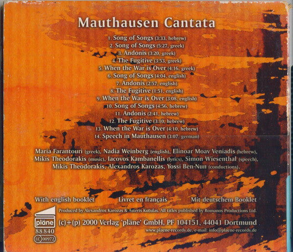 Mikis Theodorakis : Mauthausen Trilogy - In Memoriam Of Liberation (CD, Album)