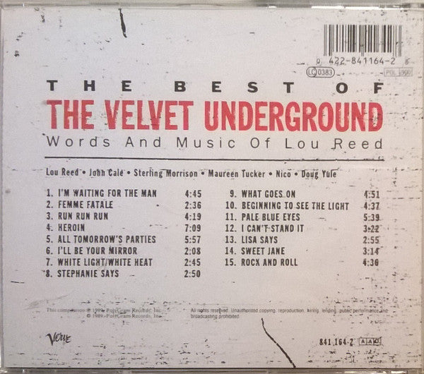 The Velvet Underground : The Best Of The Velvet Underground (Words And Music Of Lou Reed) (CD, Comp, RE)