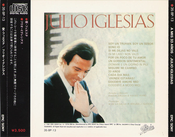 Julio Iglesias : A Mis 33 Años (CD, Album)