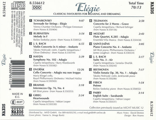 Various : Elégie - Classical Favourites For Relaxing And Dreaming (CD, Comp)