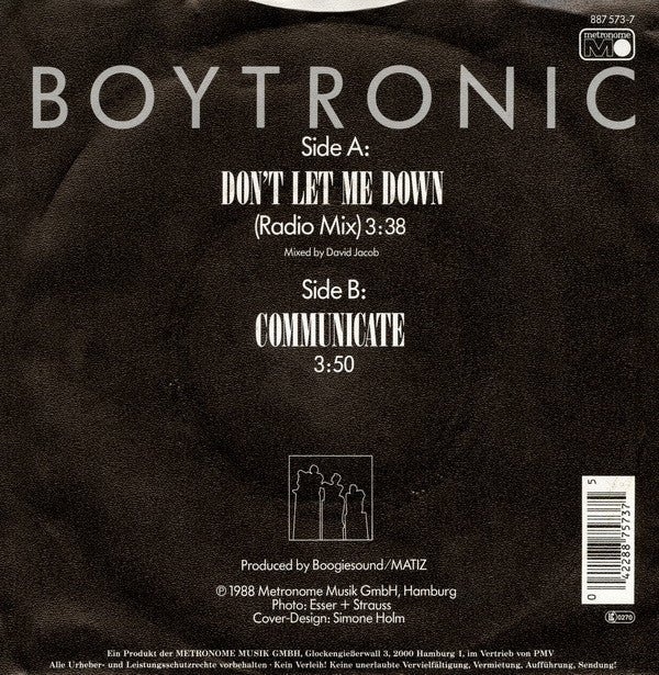 Boytronic : Don't Let Me Down (7", Single)
