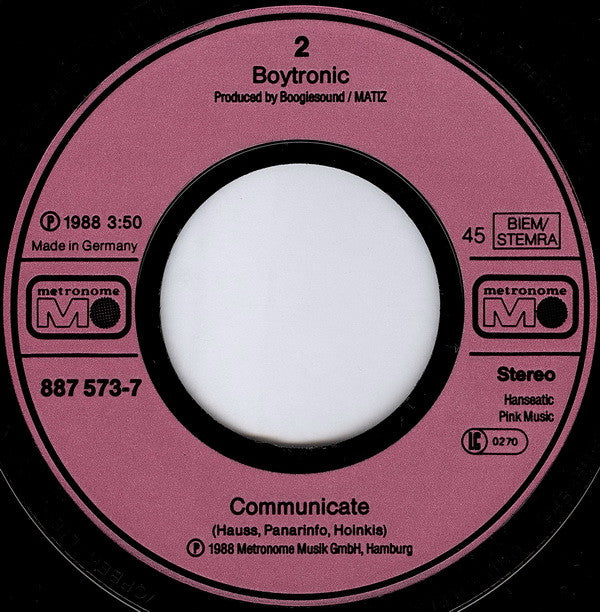 Boytronic : Don't Let Me Down (7", Single)