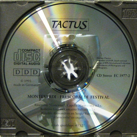 Claudio Monteverdi, Girolamo Frescobaldi, Cappella Mauriziana, Concerto Italiano, Roberto Gini, Rinaldo Alessandrini, Sergio Vartolo : Monteverdi - Frescobaldi Festival (1643 - 1993) (CD, Comp)