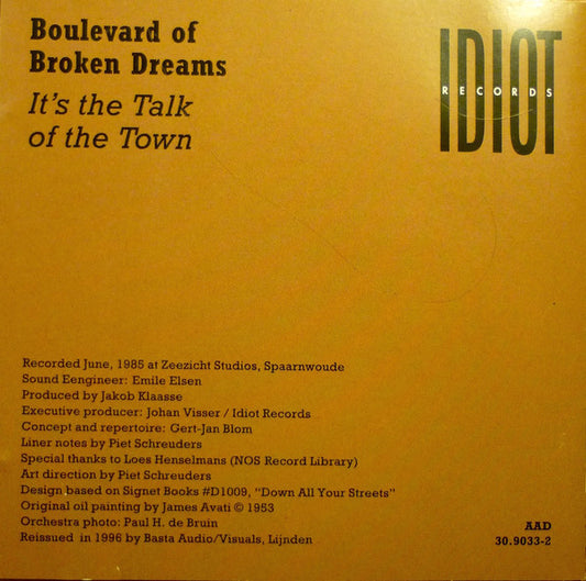The Boulevard Of Broken Dreams Orchestra : It's The Talk Of The Town (And Other Sad Songs) (CD, Album)