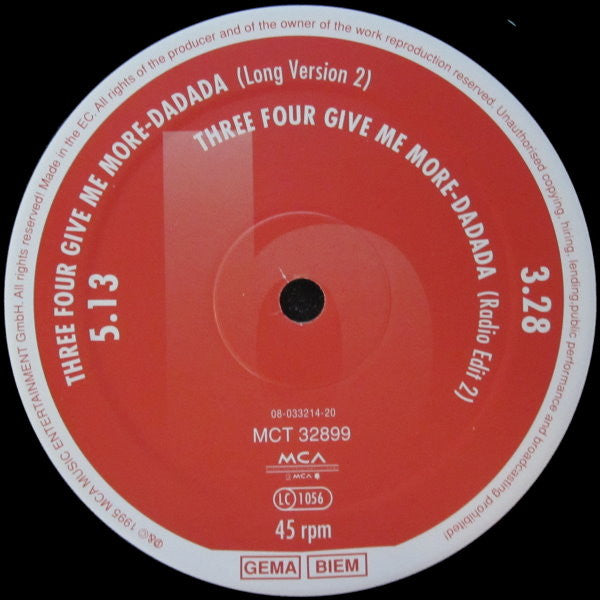 Re-O-Do Feat. Cecil Remmler : Three Four Give Me More - DaDaDa (12")