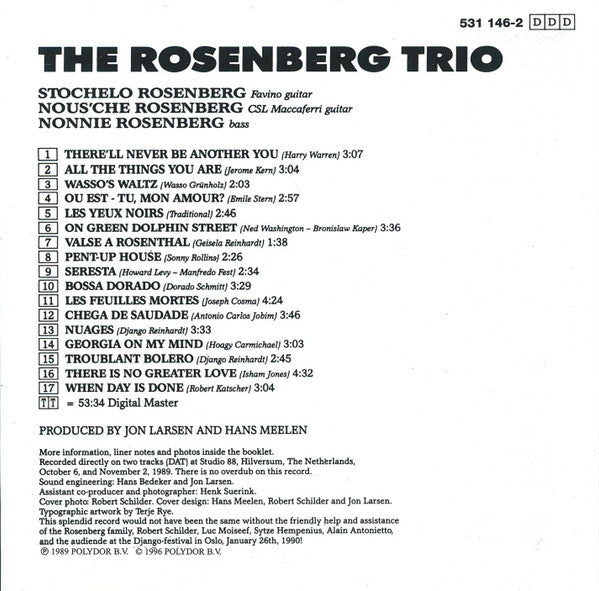 The Rosenberg Trio, Stochelo Rosenberg, Nous'che Rosenberg, Nonnie Rosenberg : Seresta (CD, Album, RE)