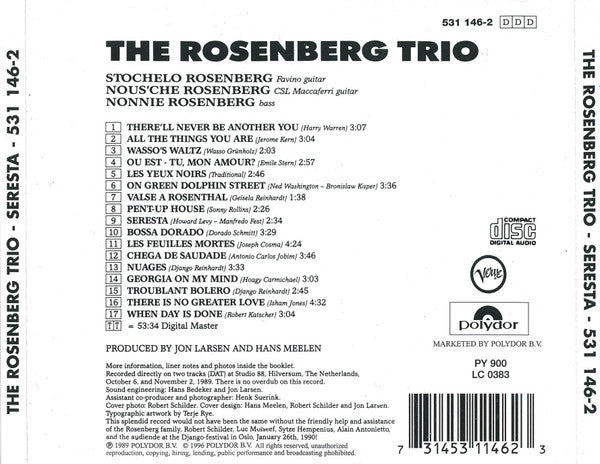 The Rosenberg Trio, Stochelo Rosenberg, Nous'che Rosenberg, Nonnie Rosenberg : Seresta (CD, Album, RE)