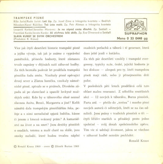Sláva Kunst Orchestra : Trampské Písně (7", EP, Mono)