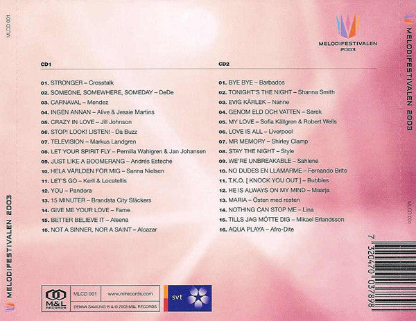 Various : Melodifestivalen 2003 (2xCD, Comp)