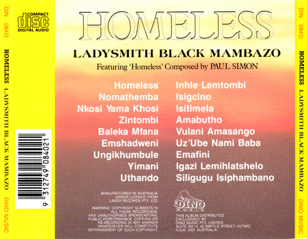 Ladysmith Black Mambazo : Homeless (CD, Album)