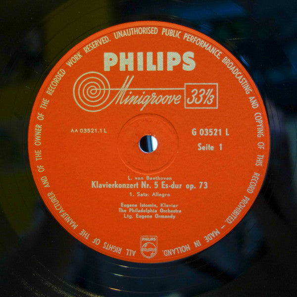 Ludwig van Beethoven, Eugene Istomin, The Philadelphia Orchestra, Eugene Ormandy : Klavierkonzert Nr. 5 (LP, Album, Mono)