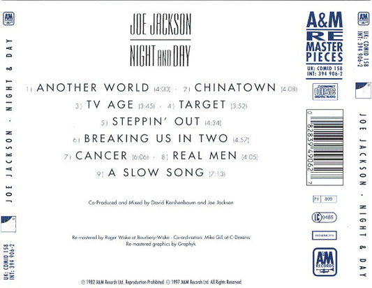 Joe Jackson : Night And Day (CD, Album, RE, RM, RP)
