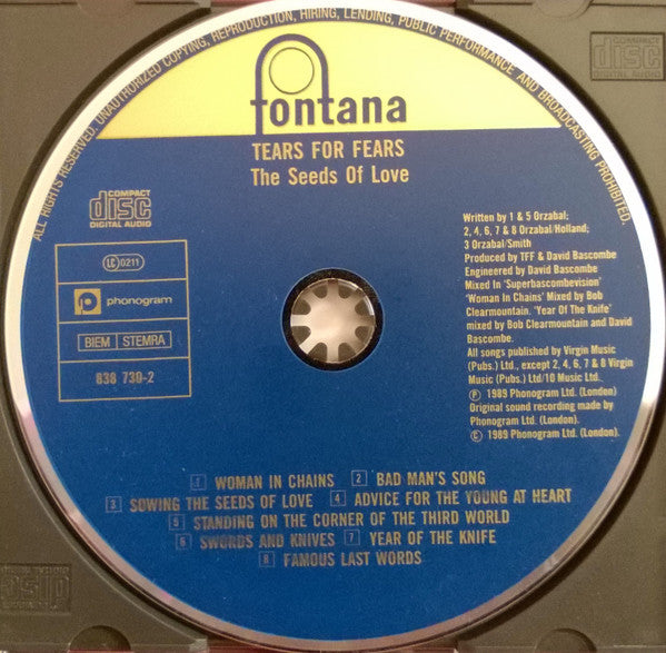 Tears For Fears : The Seeds Of Love (CD, Album, PDO)