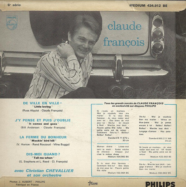 Claude François : J'y Pense Et Puis J'oublie (7", EP, Mono)