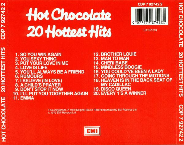 Hot Chocolate : 20 Hottest Hits (CD, Comp, RE)