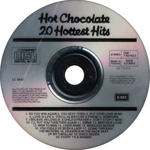 Hot Chocolate : 20 Hottest Hits (CD, Comp, RE)