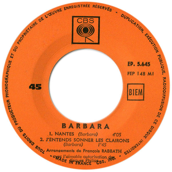Barbara (5) : Nantes (7", EP, Mono)