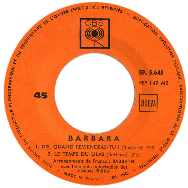 Barbara (5) : Nantes (7", EP, Mono)