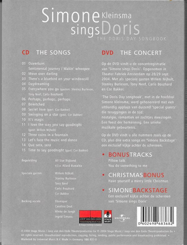 Simone Kleinsma : Simone Kleinsma Sings Doris (CD + DVD-V)