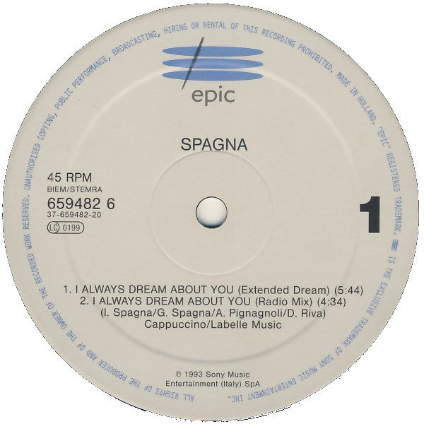 Ivana Spagna : I Always Dream About You (12", Maxi)