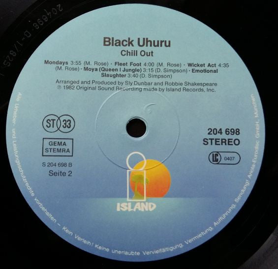 Black Uhuru : Chill Out (LP, Album)